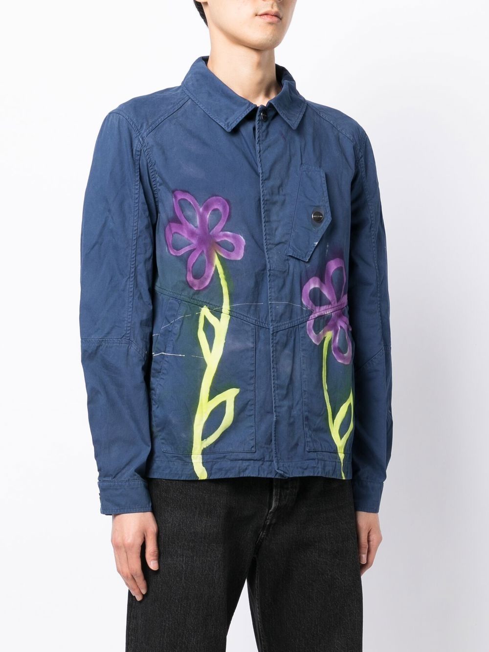 Graphic-Print Button-Up Jacket