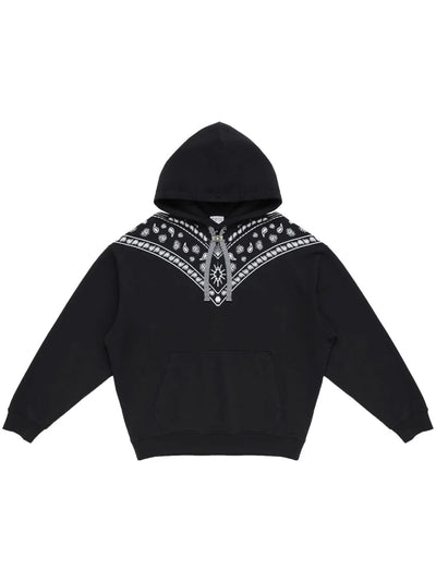Bandana-Embroidered Drawstring Hoodie