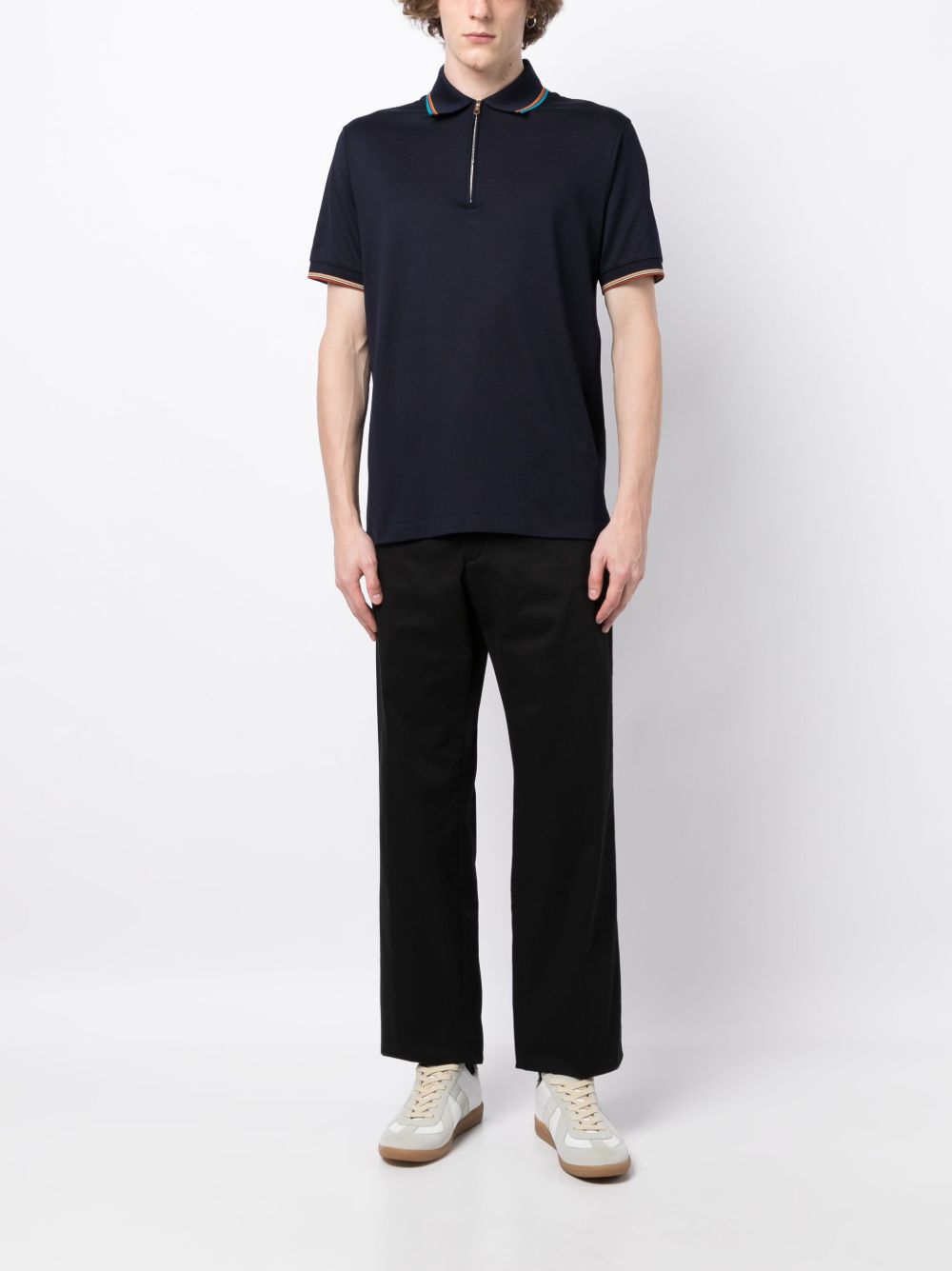 rainbow stripe-detail cotton polo shirt