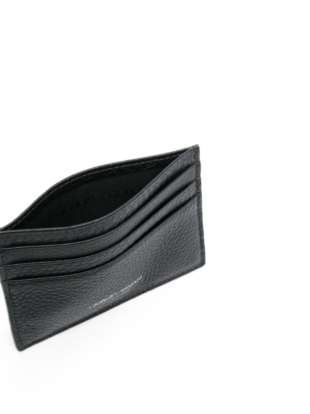 grained-textured leather card holder