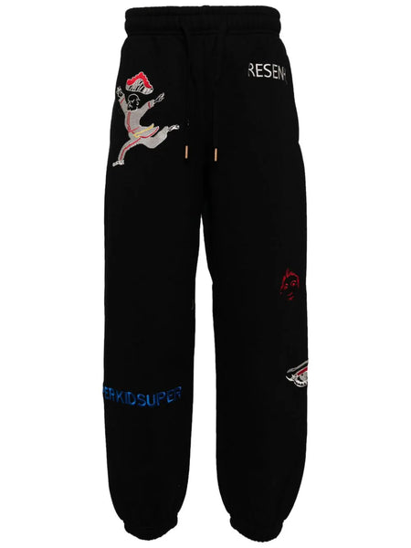 Embroidered-Motif Track Pants