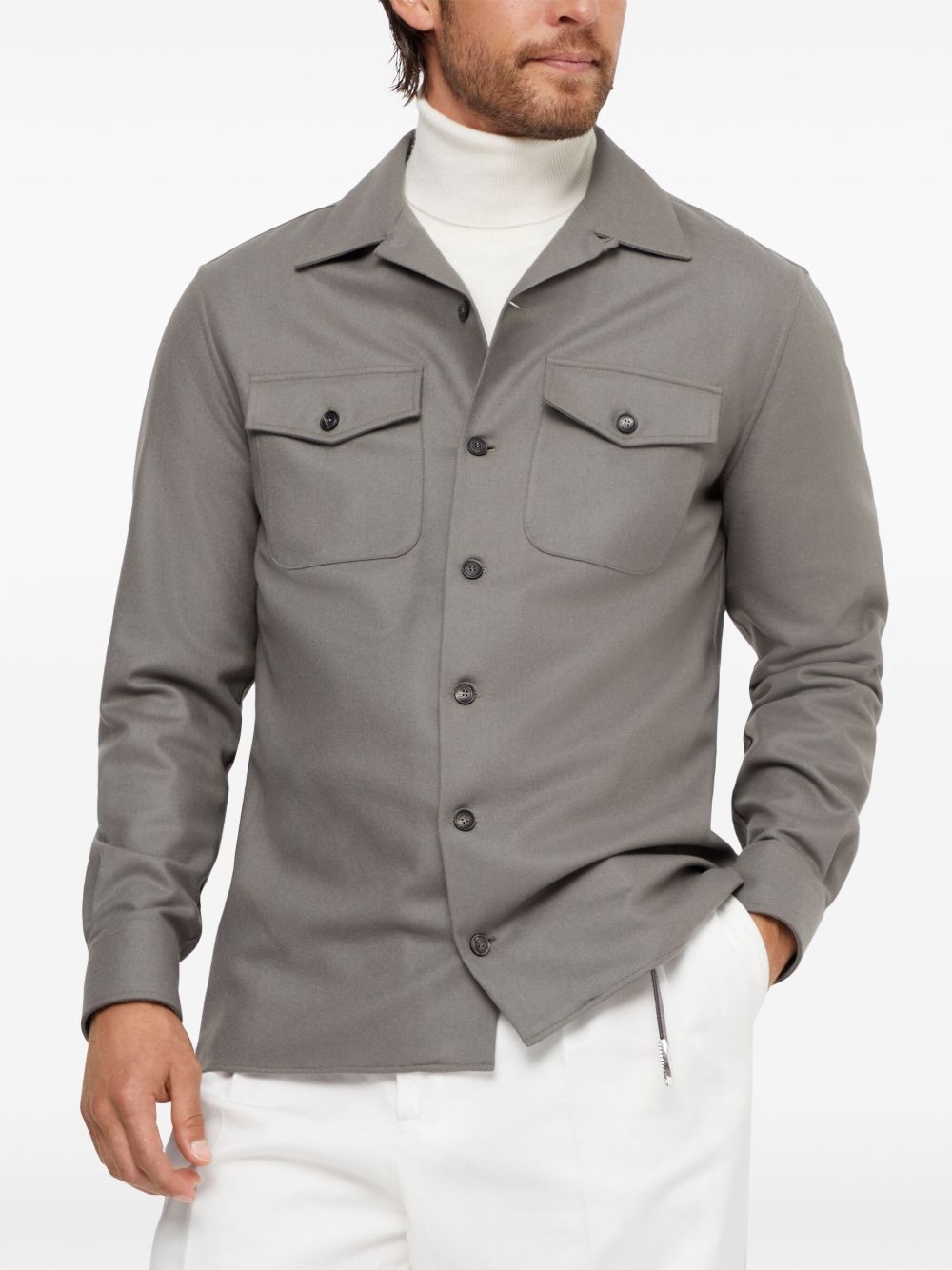 camp-collar long-sleeve shirt