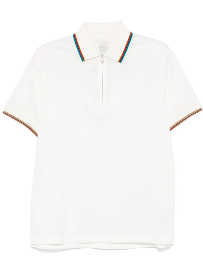 Stripe-Trim Cotton Polo Shirt