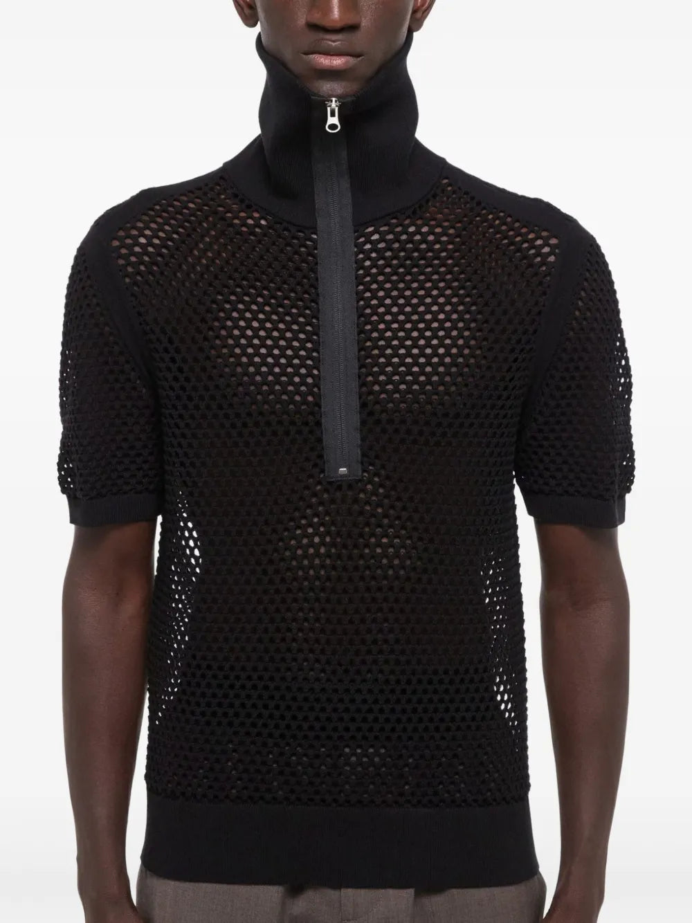 Open-Knit Polo Shirt