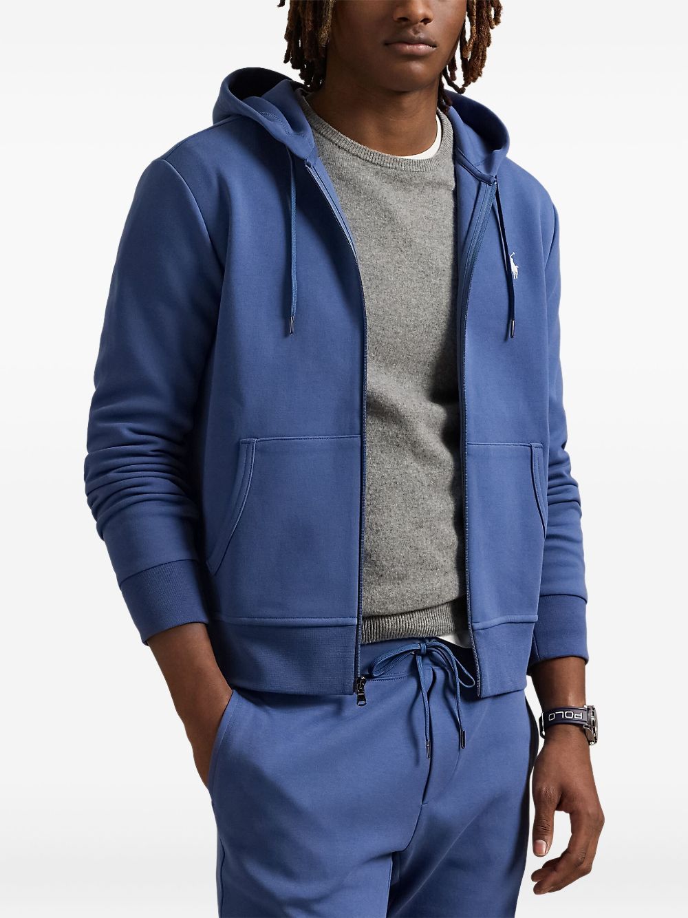 double-knit zip-up hoodie