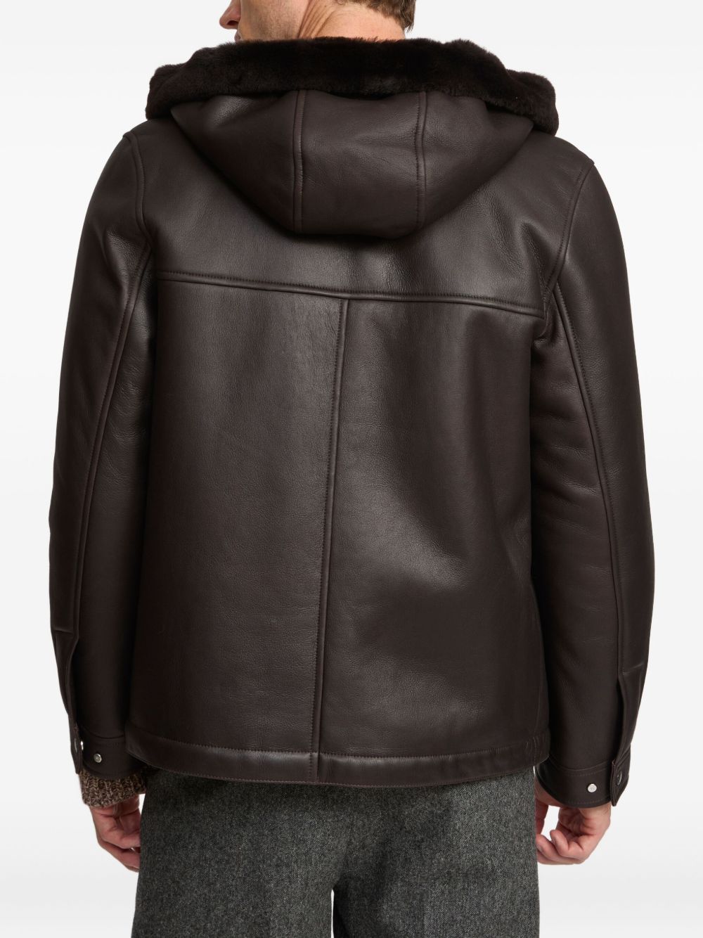 hooded shearling jacket