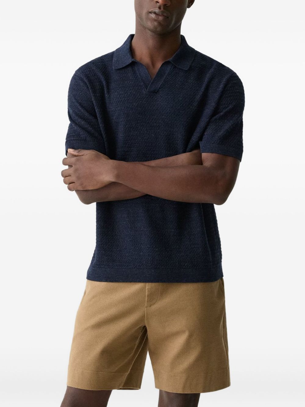 linen-blend polo shirt