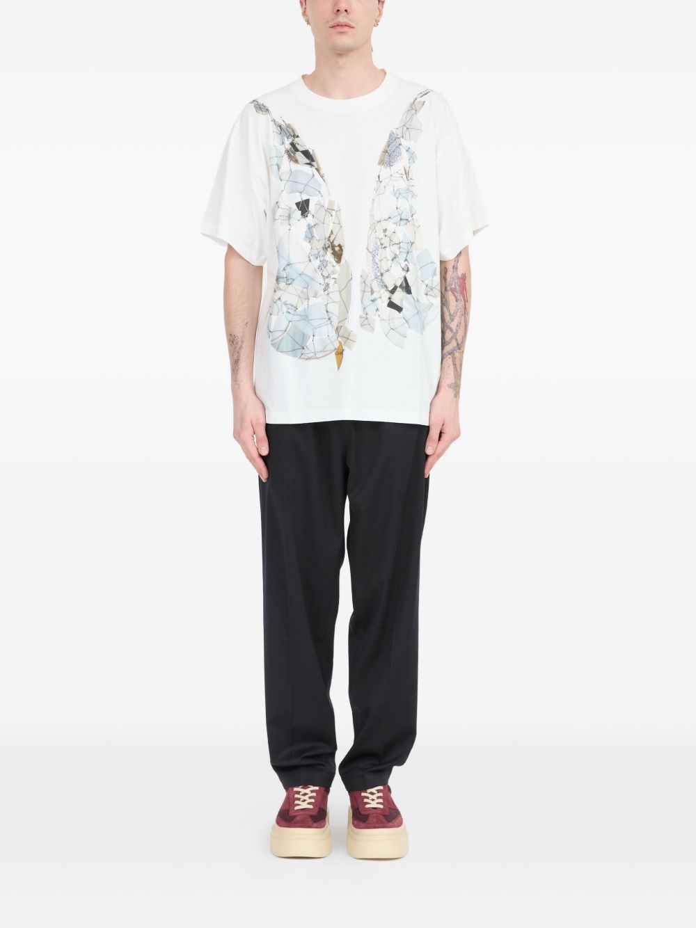 fragmented wings graphic T-shirt