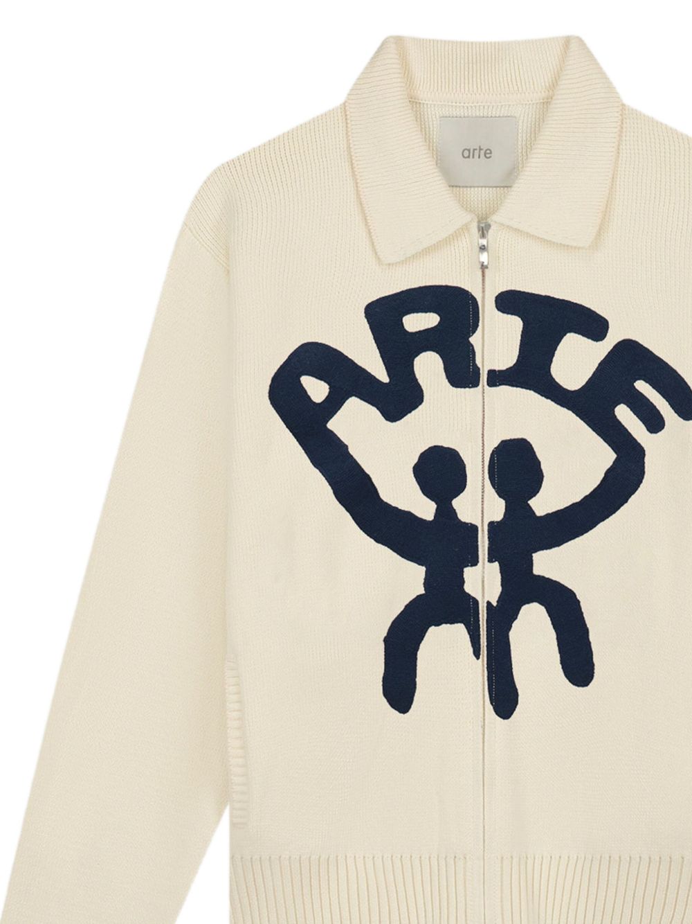 zip-up embroidered cardigan