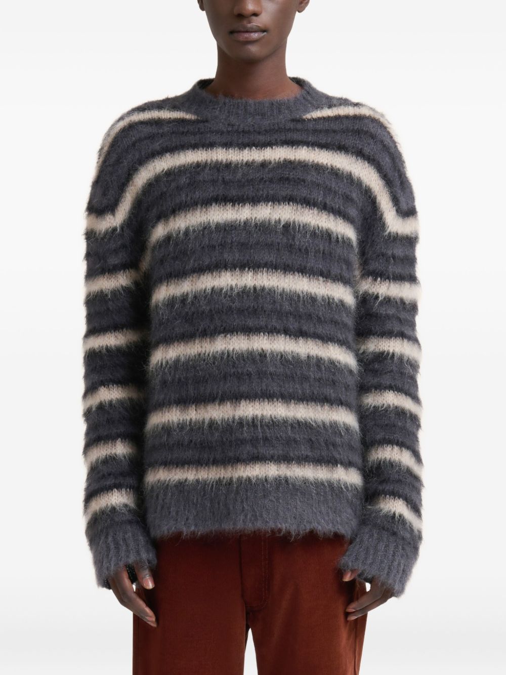 striped fluffy sweater