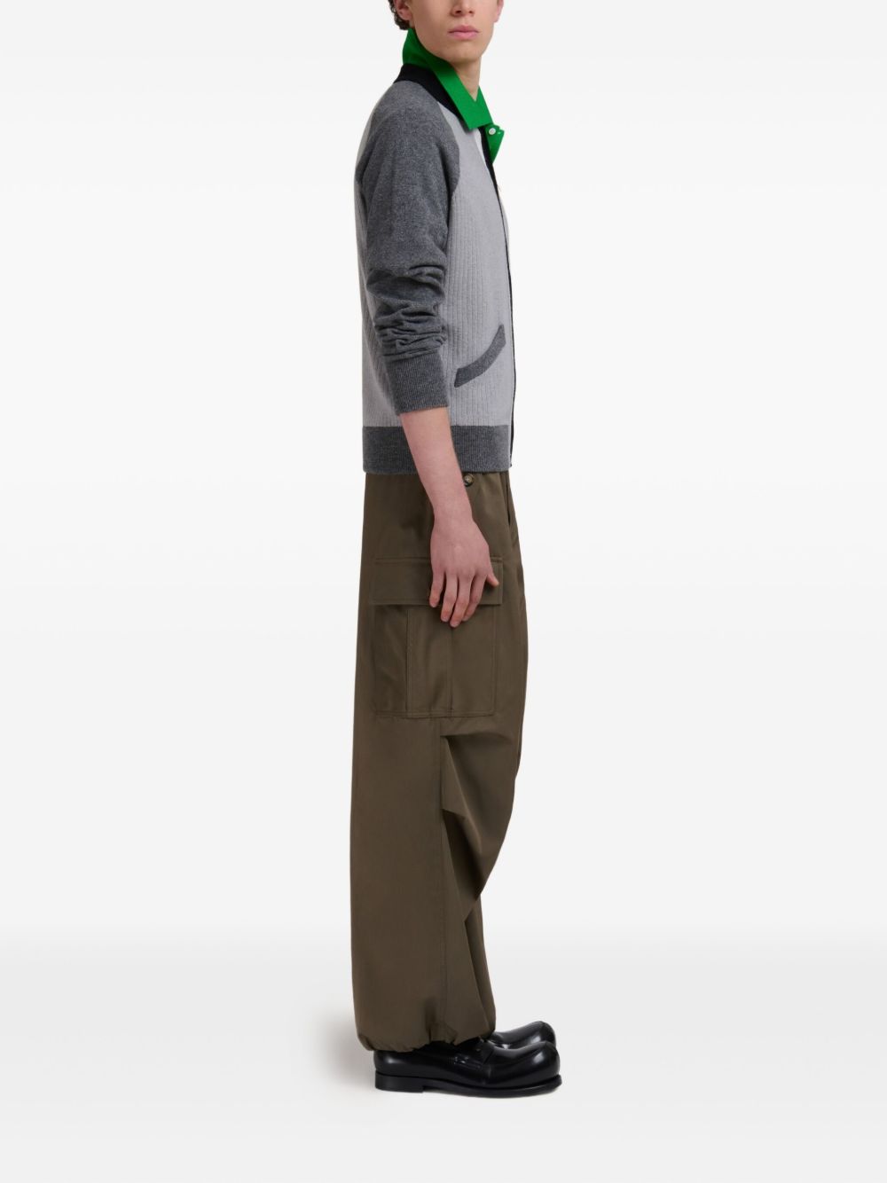 ribbed-panel zip-up sweatshirt