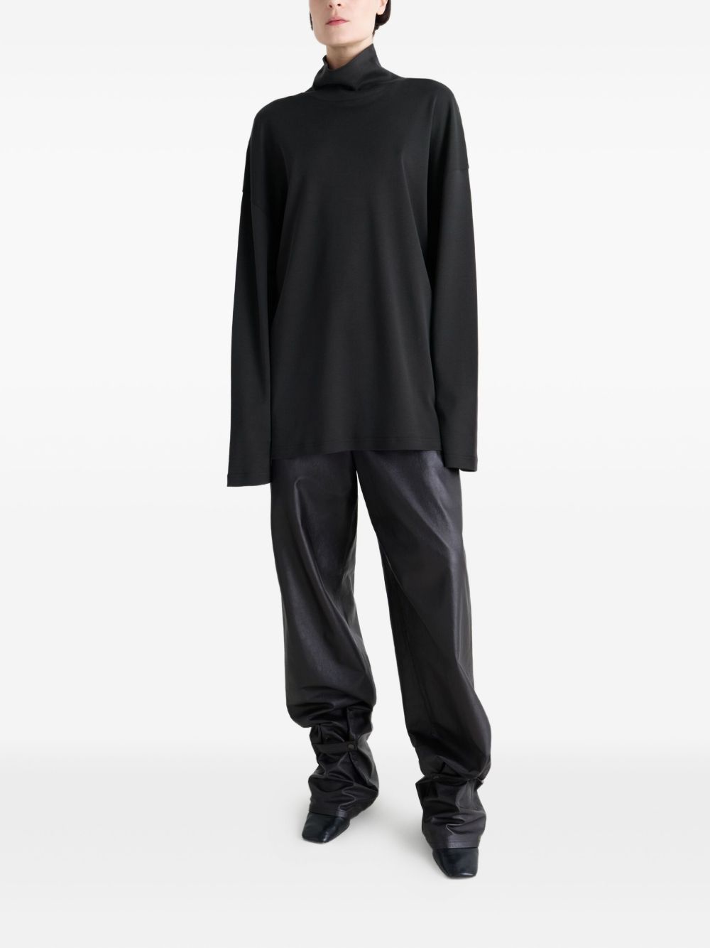 mock-neck long-sleeve T-shirt