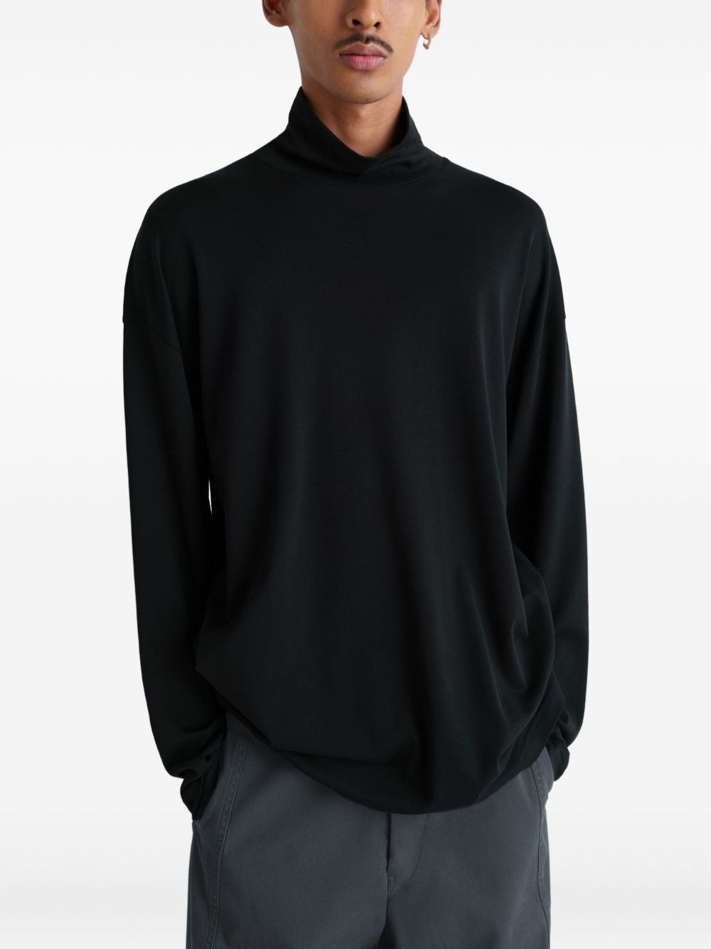 mock-neck long-sleeve T-shirt