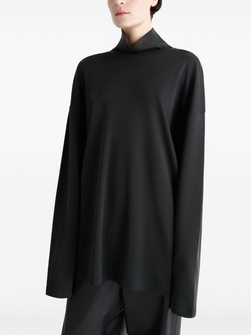 mock-neck long-sleeve T-shirt