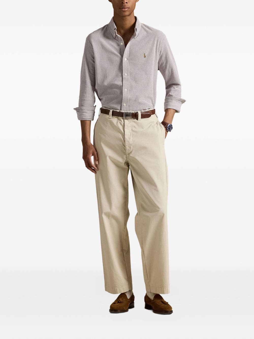 striped button-up shirt