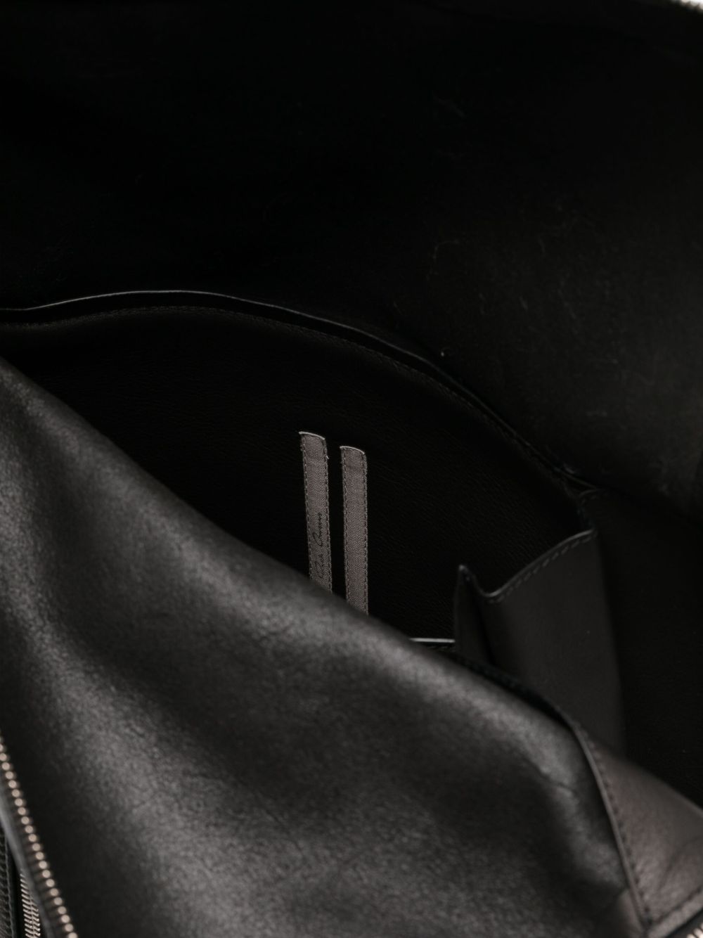 Cargo zip-fastening leather backpack
