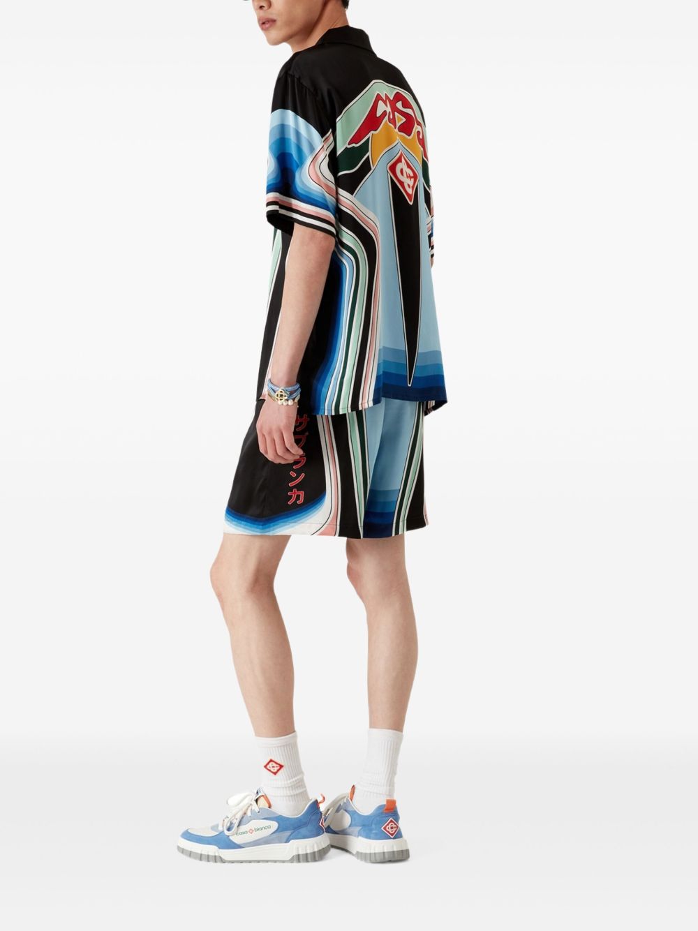 Graphic Mountain silk shorts