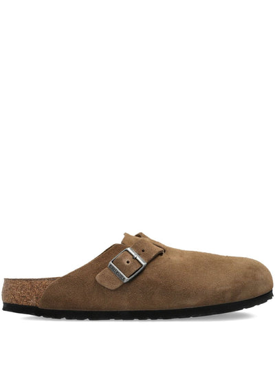 Boston Buckle Suede Mules