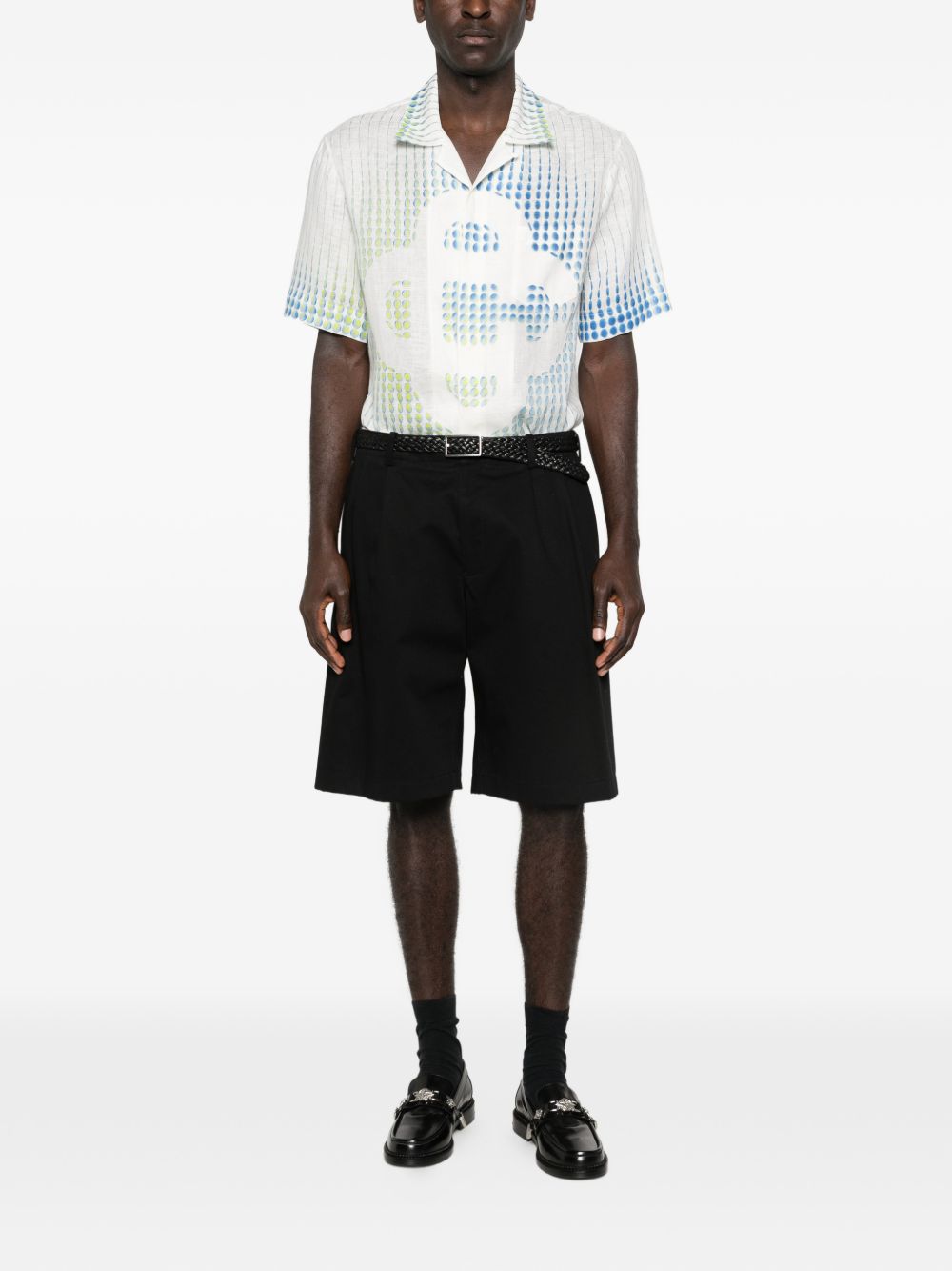 dots cuban-collar graphic shirt