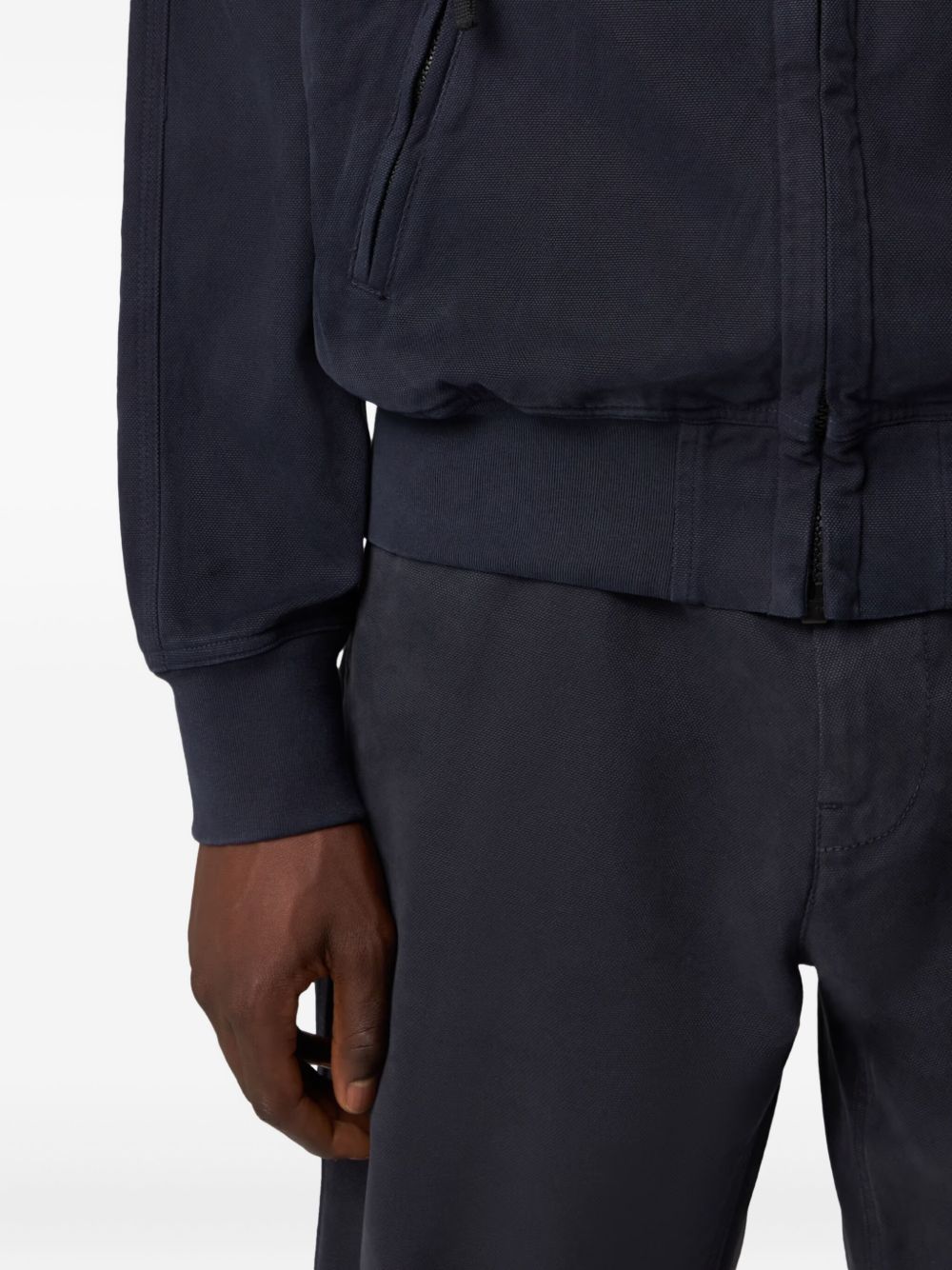 zip-fastening welt-pockets sweatshirt
