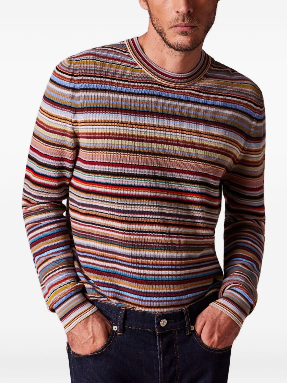 multi-striped cotton sweater