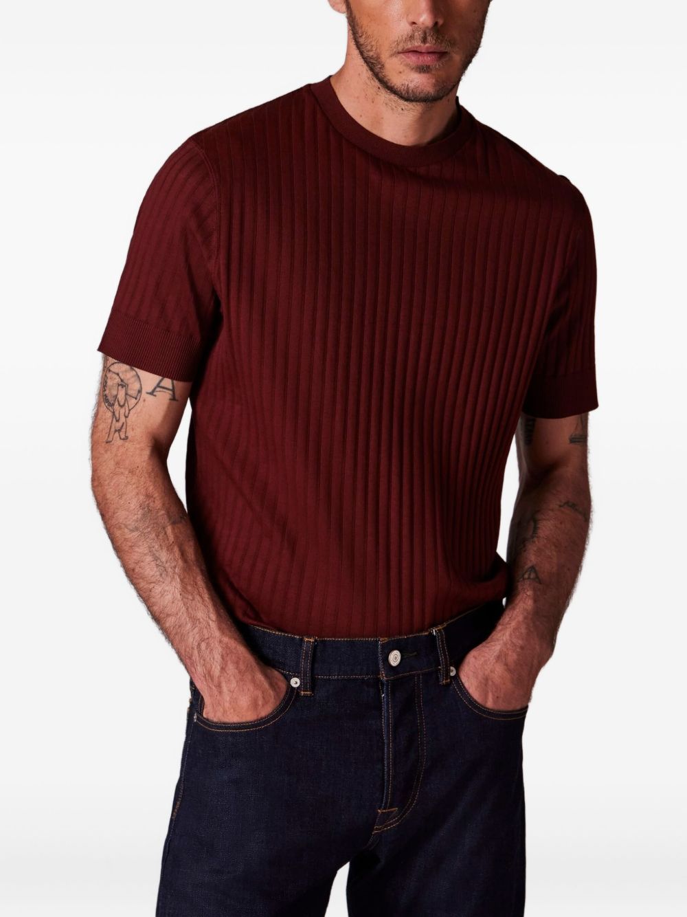 ribbed crew-neck T-shirt