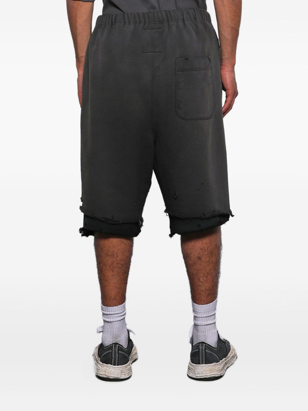 layered distressed shorts