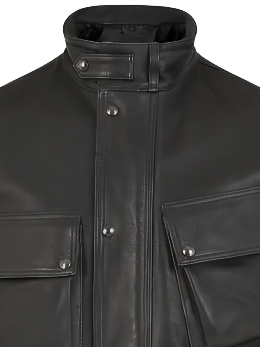 multiple-pocket leather jacket