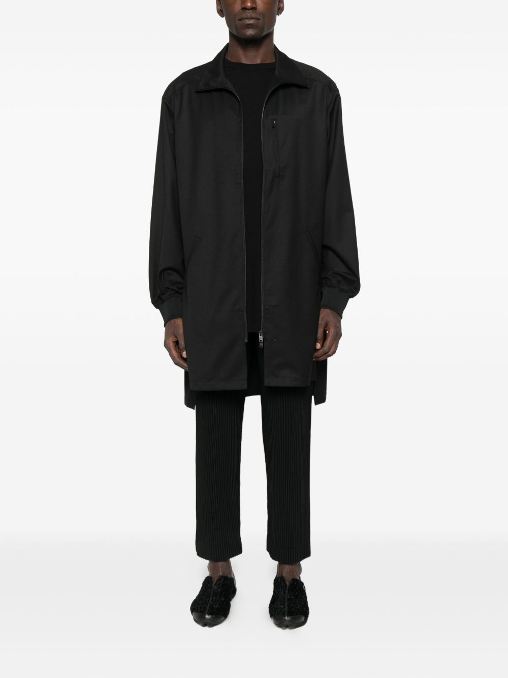 zip-front long jacket