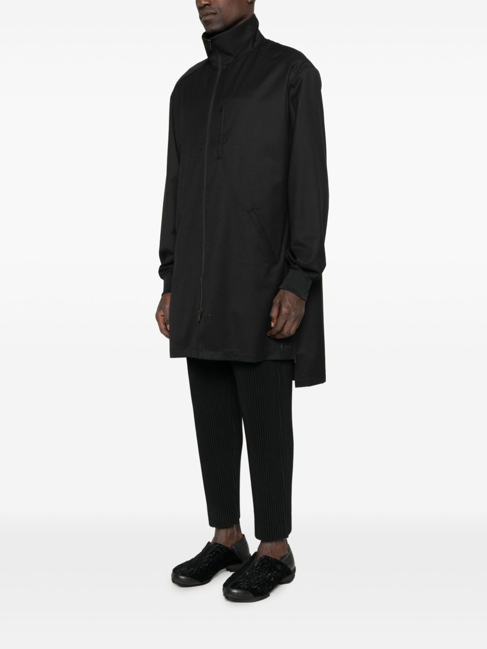 zip-front long jacket