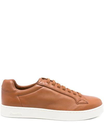 Elastic-Lace Leather Sneakers