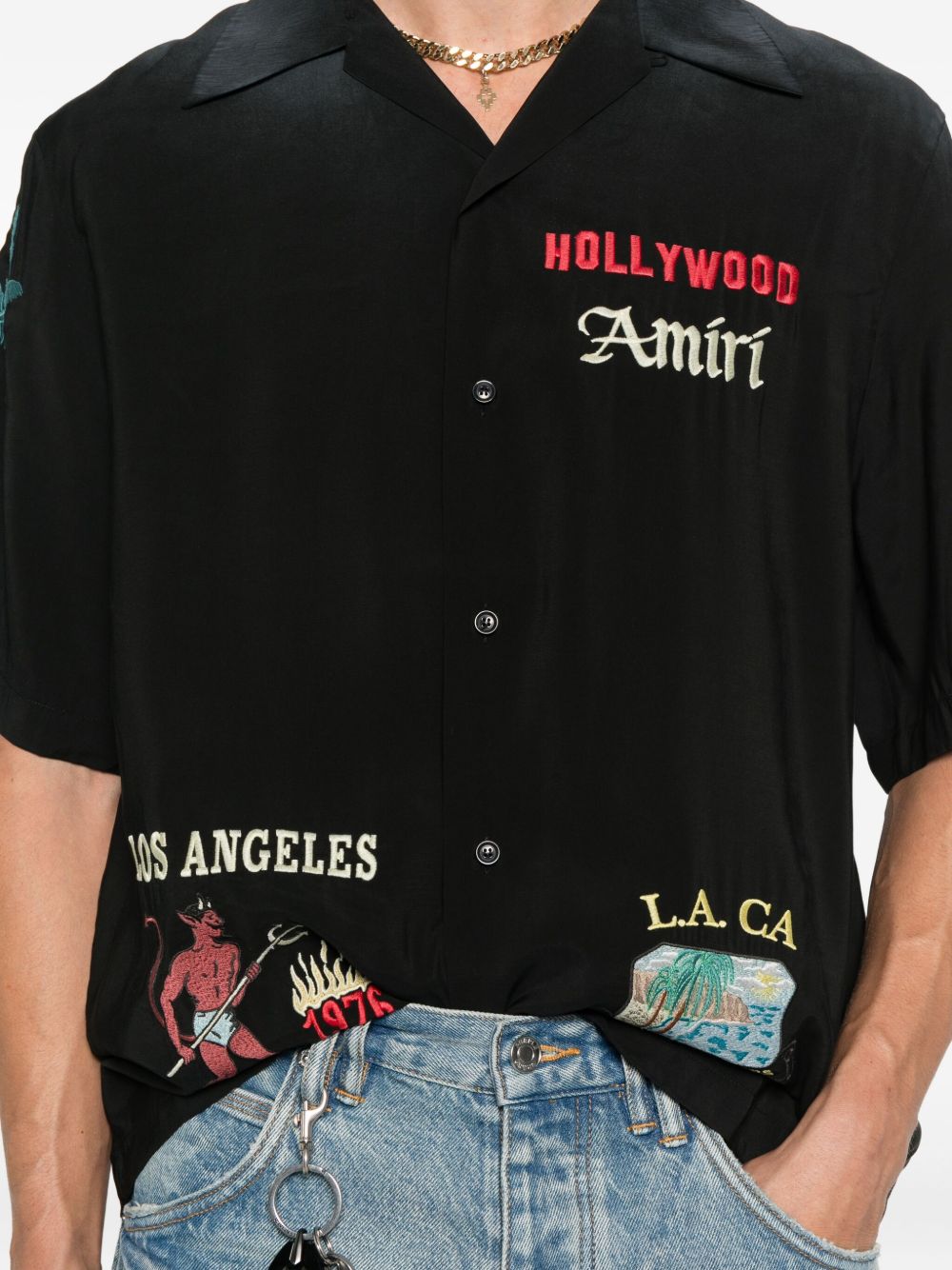 embroidered-details short-sleeve shirt
