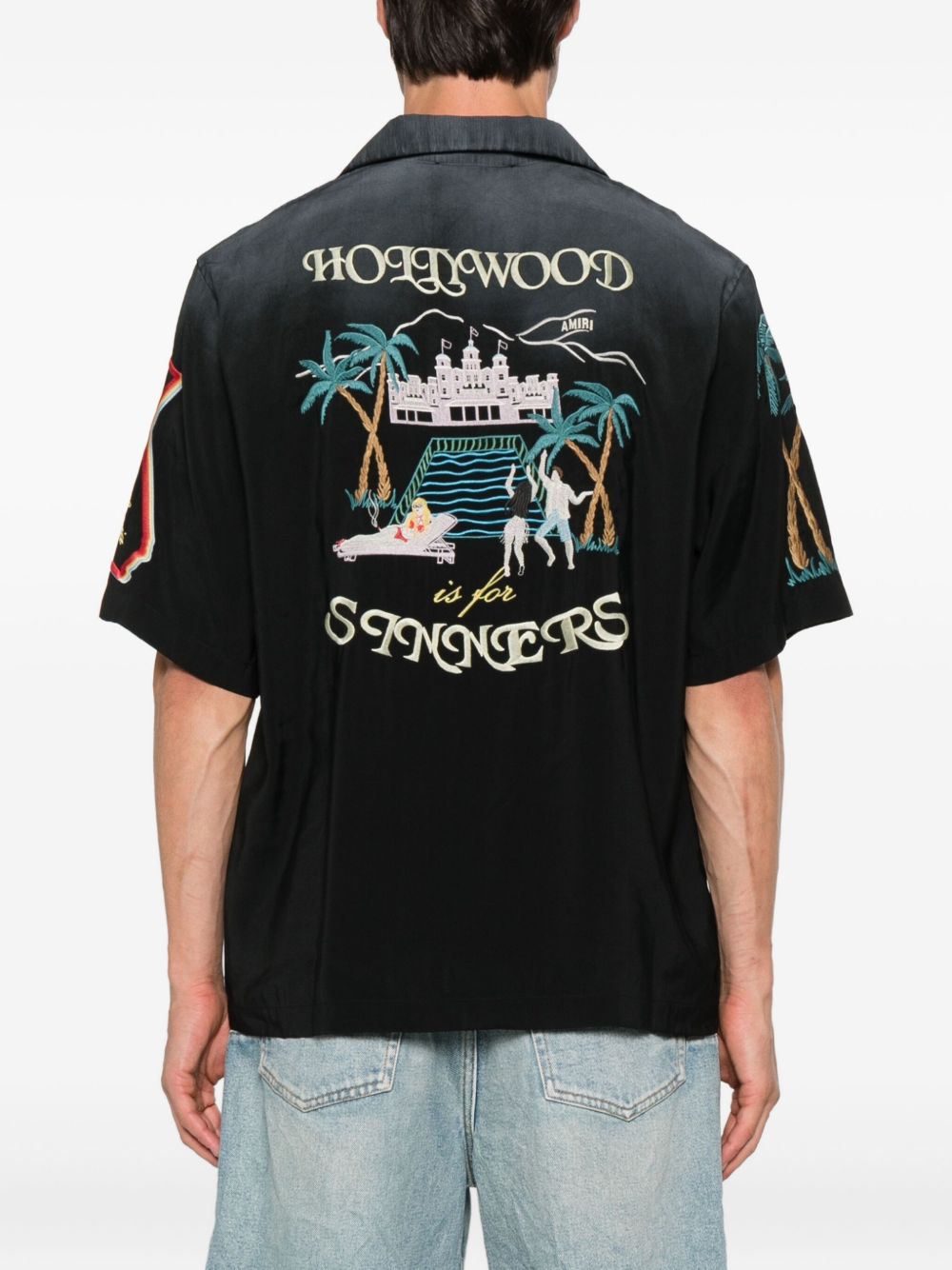 embroidered-details short-sleeve shirt