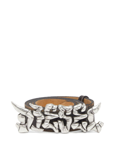 Graffiti-Buckle Leather Belt