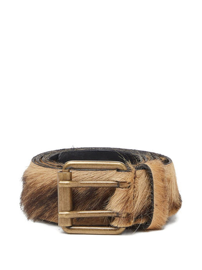 Long-Hair Leather Buckle Belt