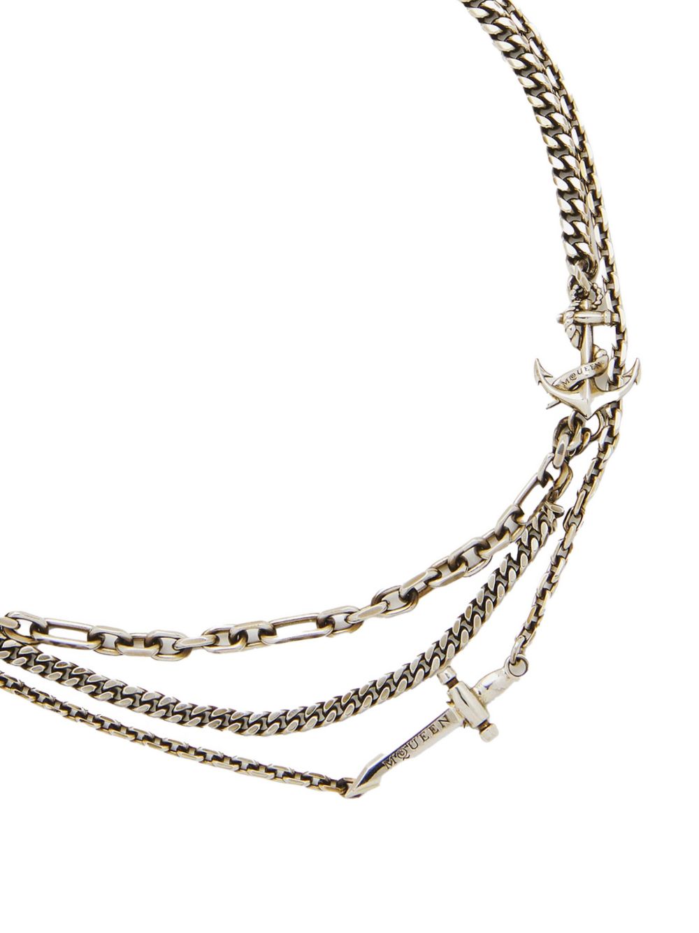 chain-link flower dagger necklace
