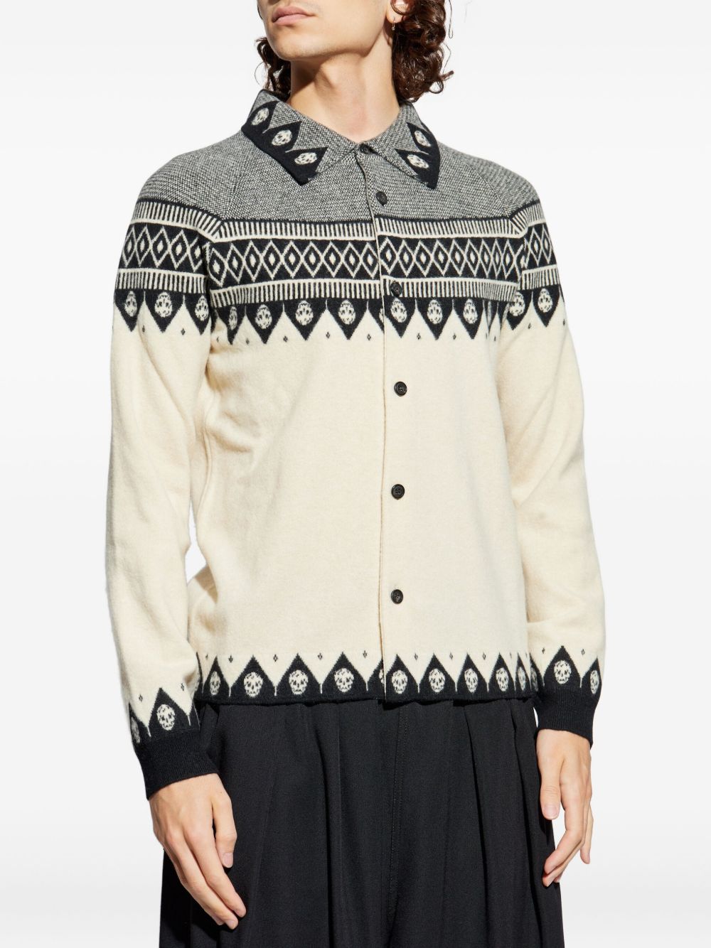 skull-motif wool cardigan