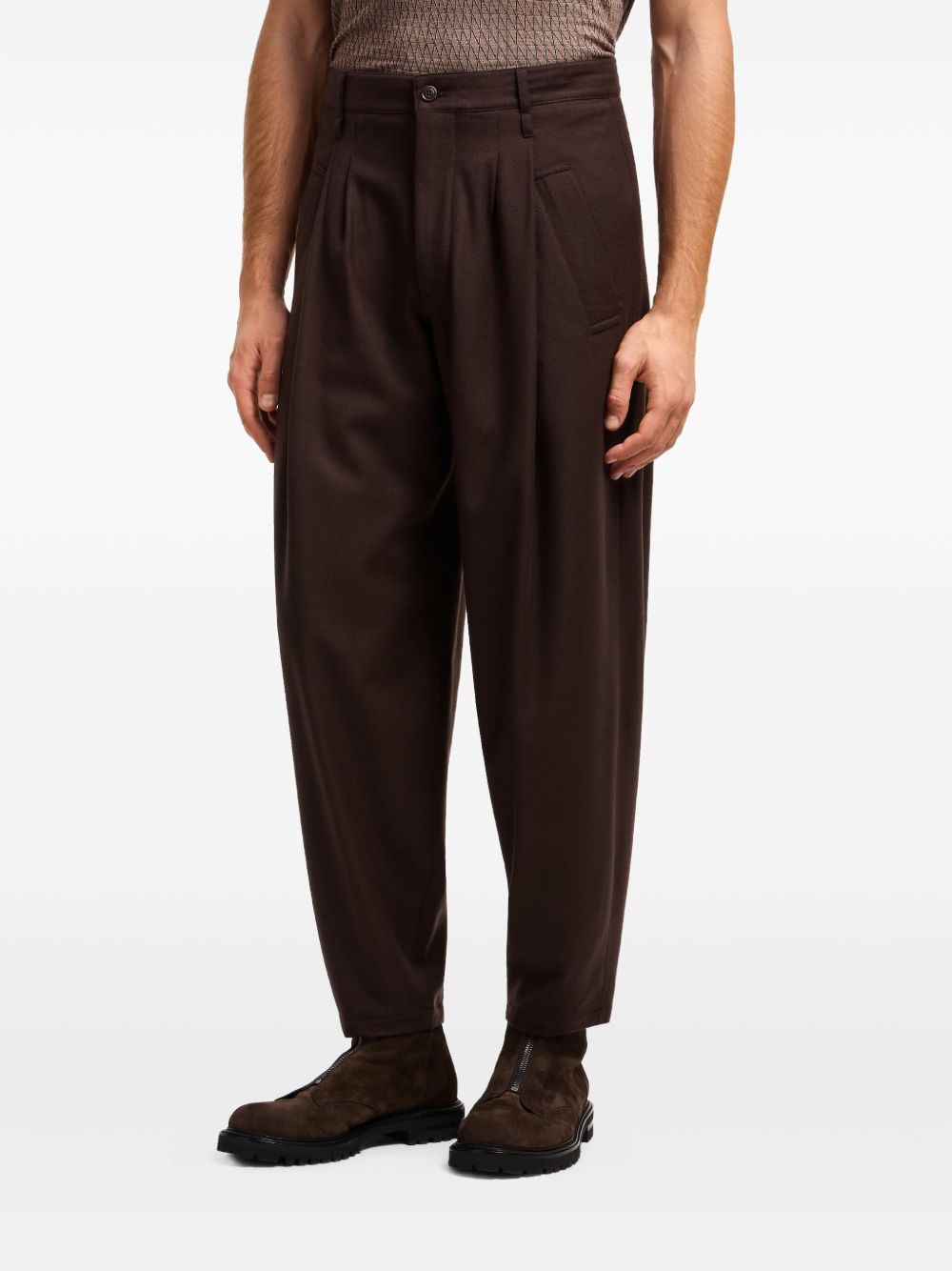 pleated-front wool trousers