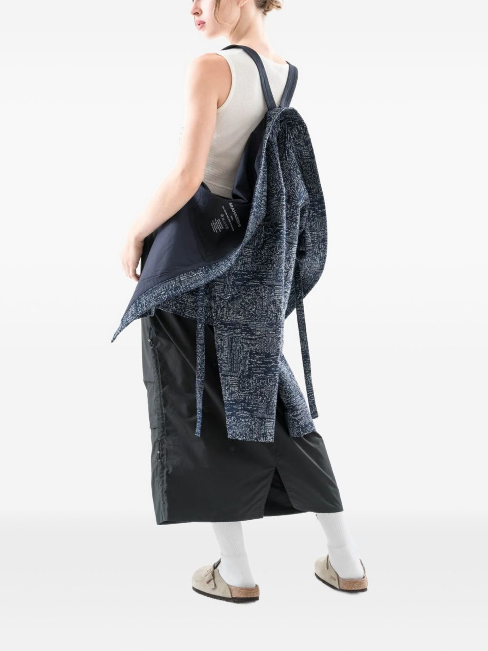 6242 Sashiko open-front strap shirt