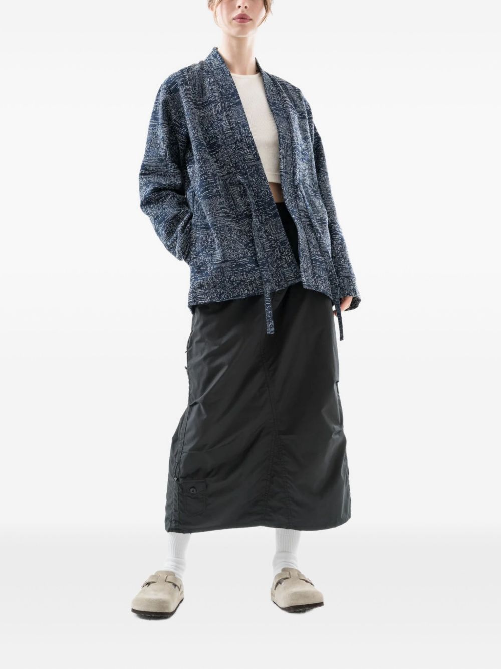 6242 Sashiko open-front strap shirt