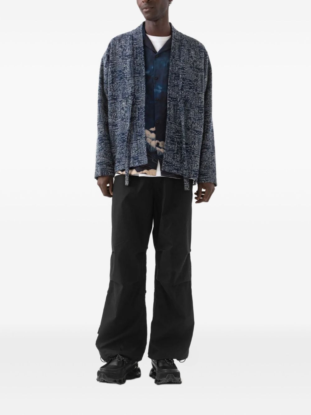 6242 Sashiko open-front strap shirt