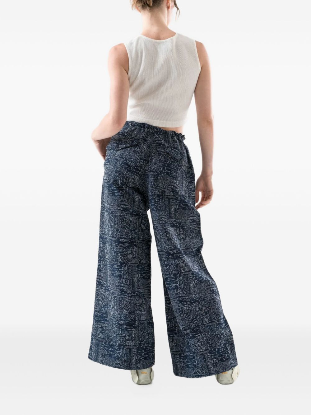 cotton-wool blend textured trousers