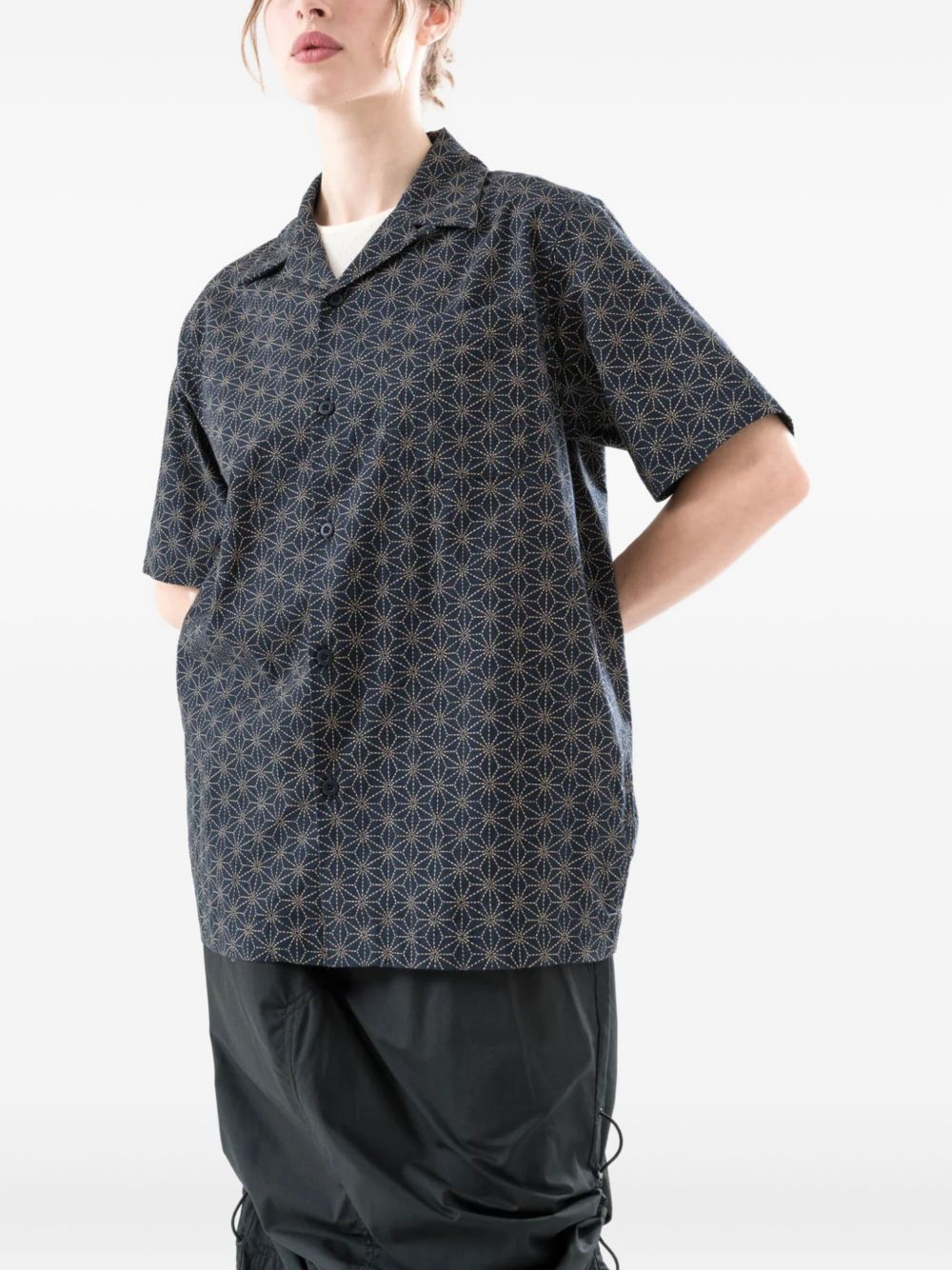 geometric-pattern short-sleeve shirt