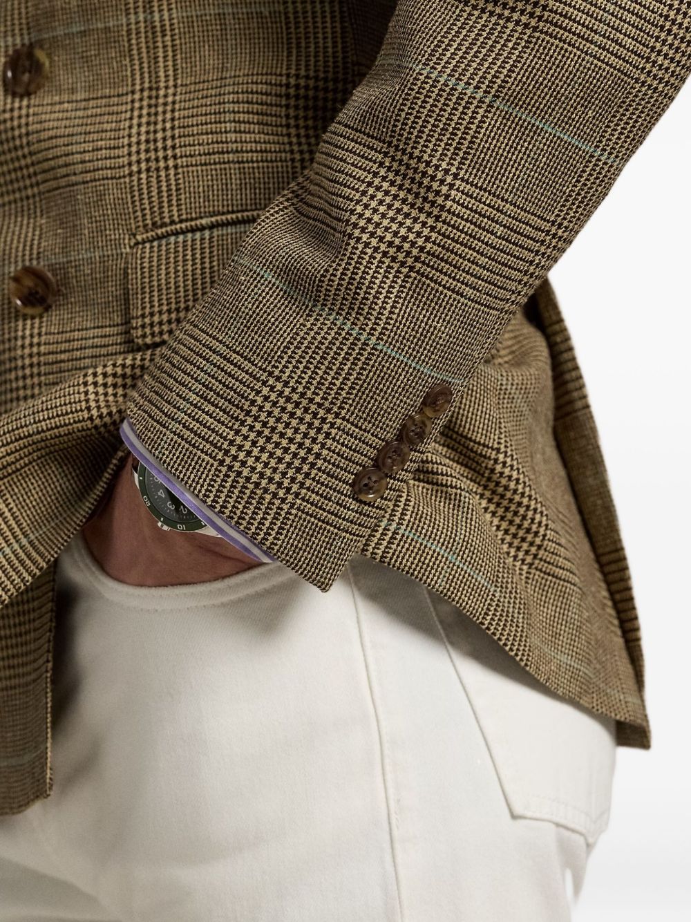 double-breasted checked-pattern blazer