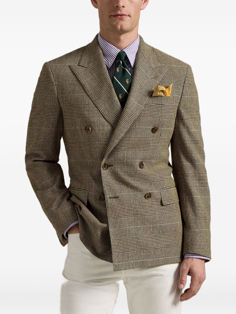 double-breasted checked-pattern blazer