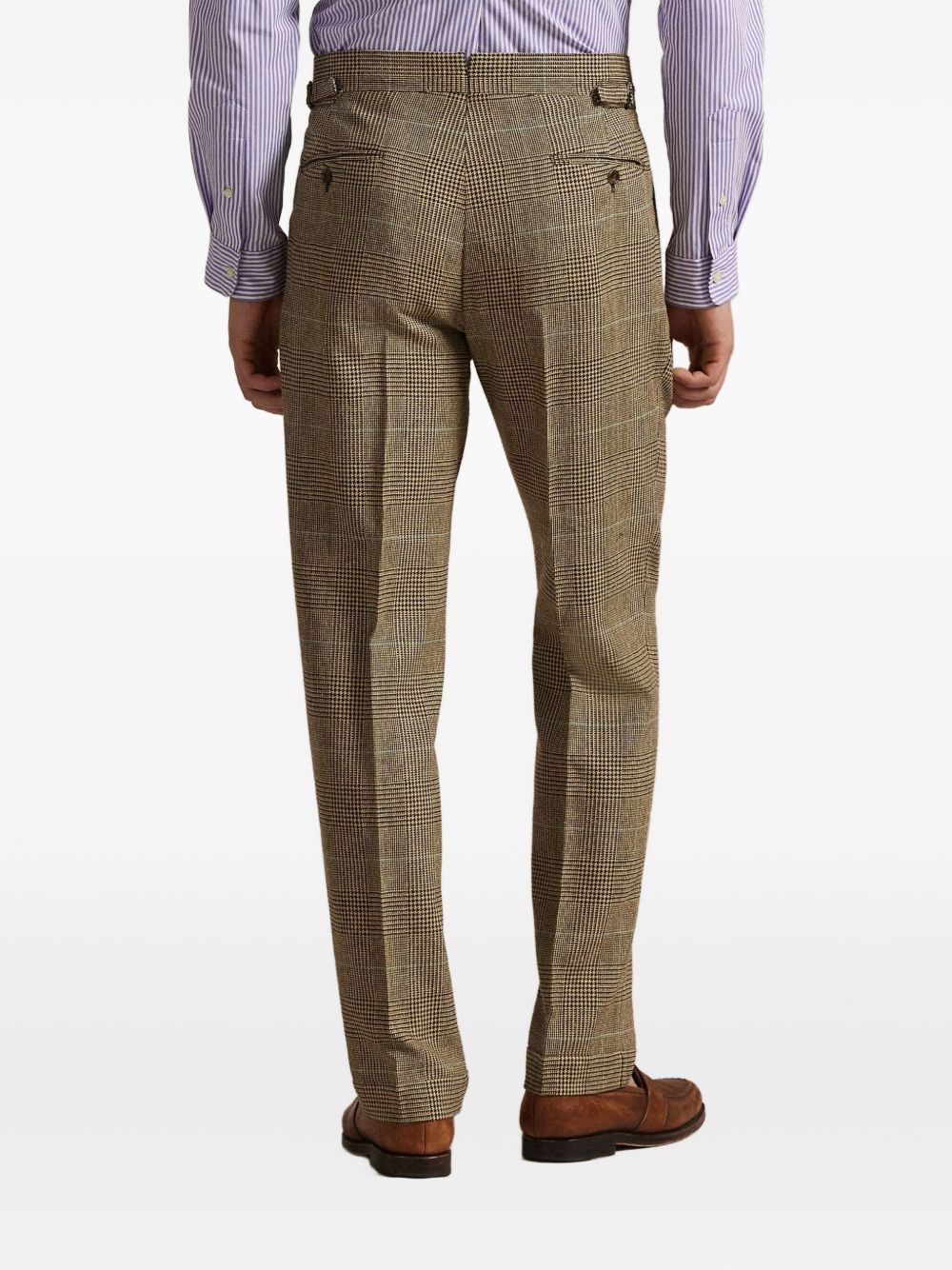 pleated check trousers