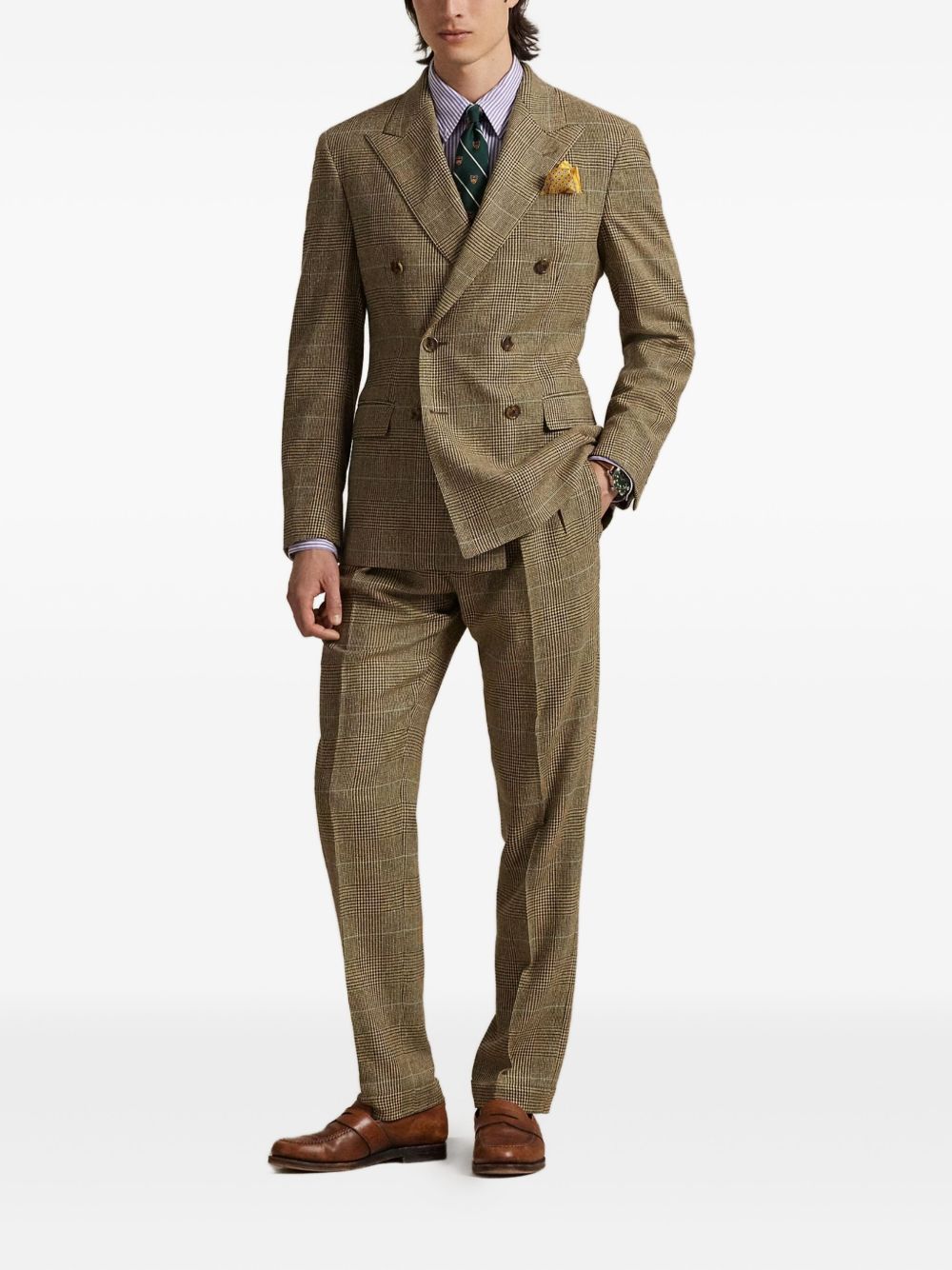 pleated check trousers