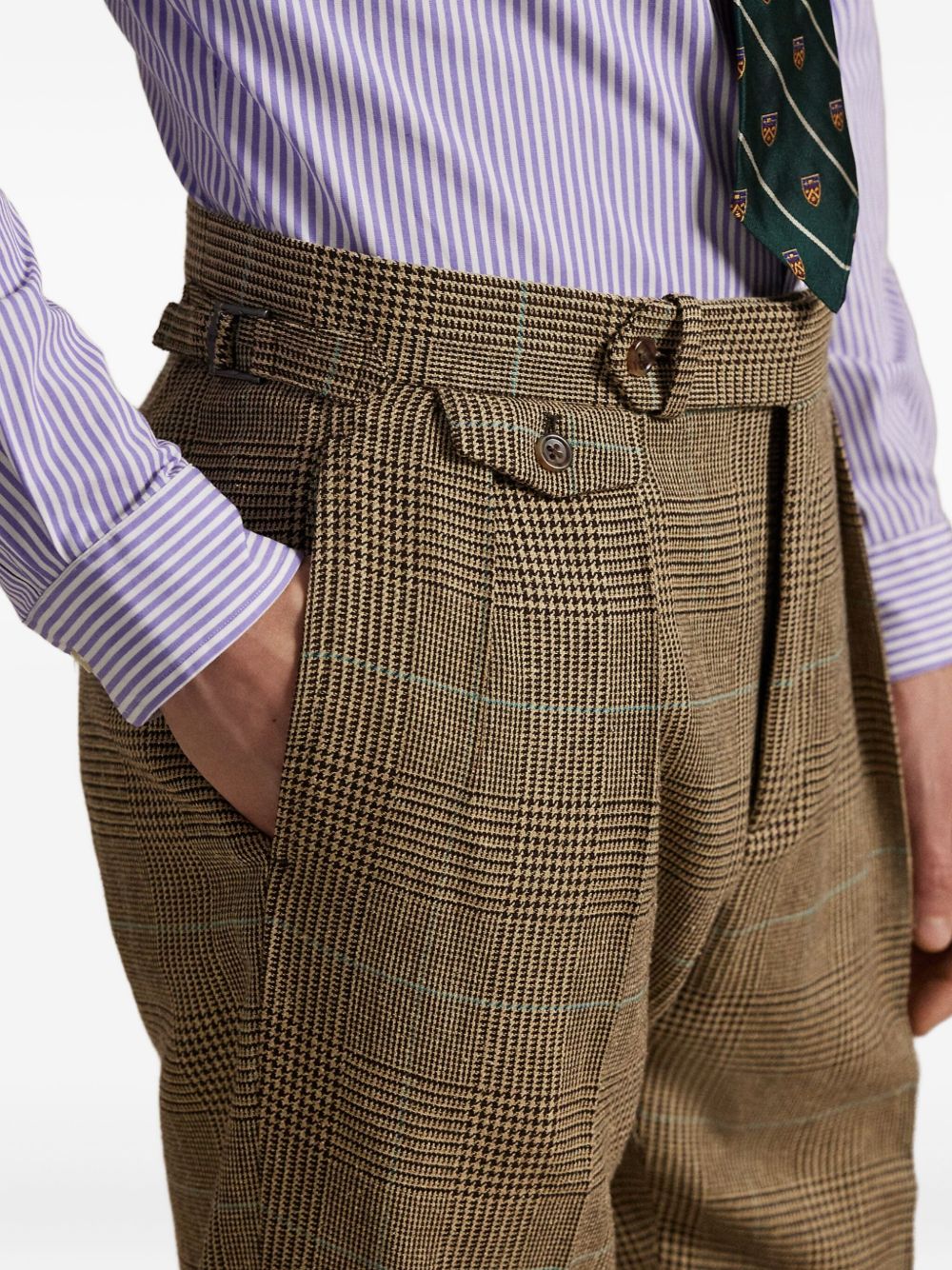 pleated check trousers