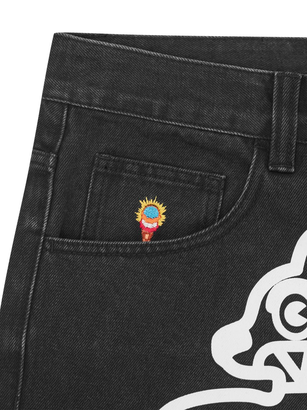 dog-print jeans