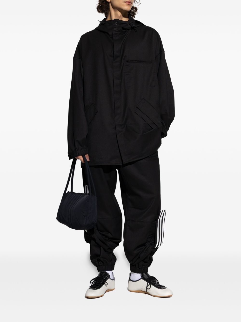 stripe-print hooded jacket